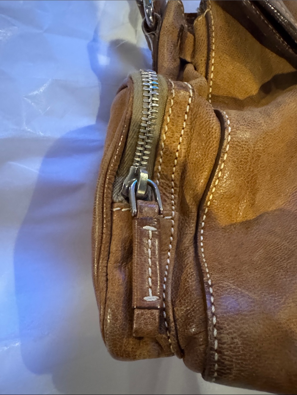 Prada Cognac Brown Leather Shoulder Bag with Front Lock - Picture 3 of 16